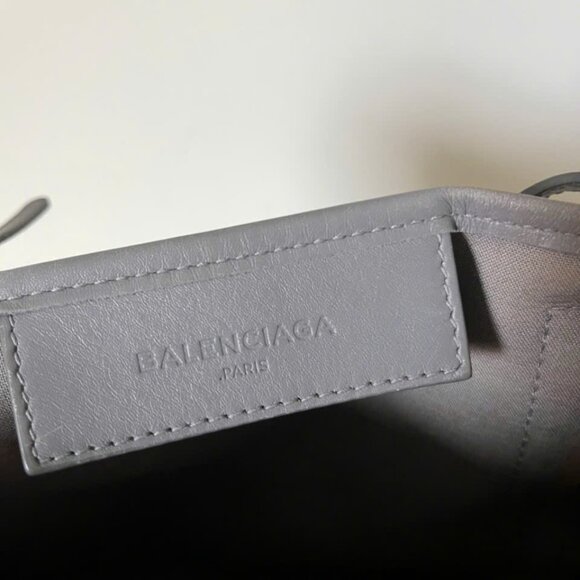 BALENCIAGA Beige Grey Canvas and Calfskin Leather Cabas Crossbody Bag - Picture 10 of 11